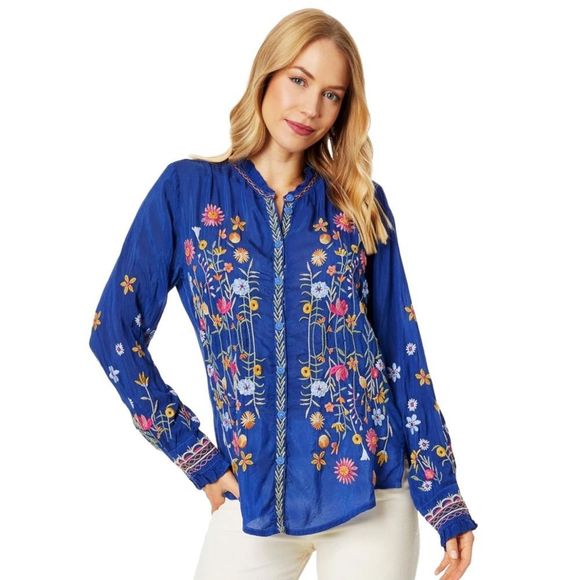 NWT Johnny Was Lolanda Embroidered Button Front Shirt - Picture 1 of 16
